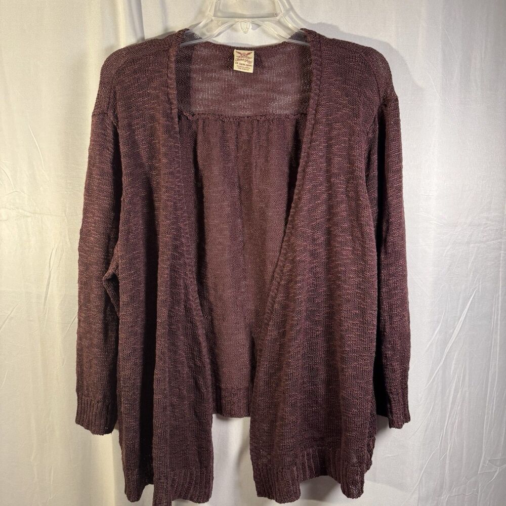 Faded Glory Women’s 4X Open Front Cardigan Sweater Burgundy Plus Size